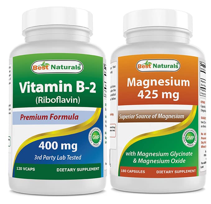 제일 자연적인 비타민 B2 (Riboflavin) 400mg & 마그네슘 글리세라이드 425 mg