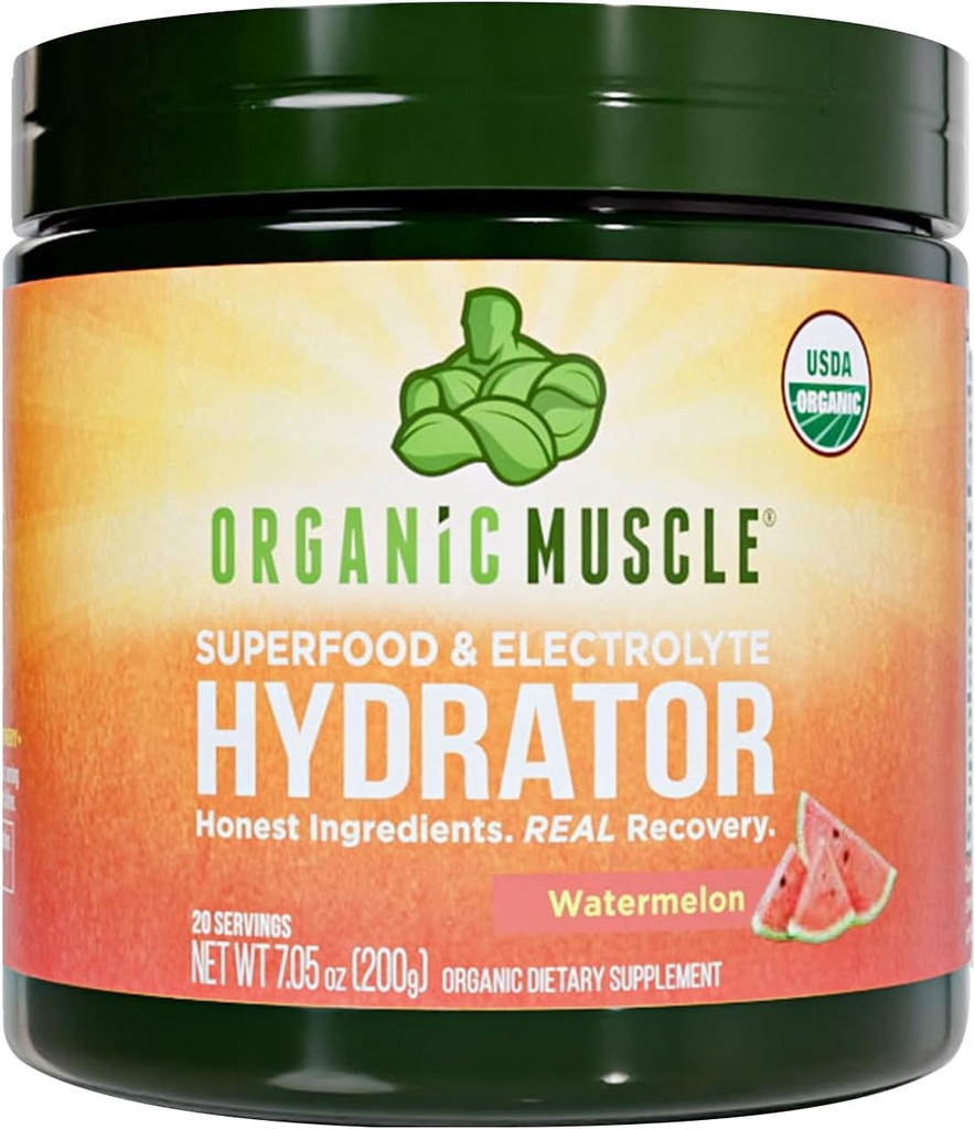 Organic Muscle Hydrator | Peak Performance & Recovery의 천연 전해질 분말 - 수박 맛, 20 인분