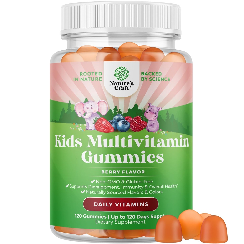 USDA 유기 아이 Multivitamin Gummies - 아이를 위한 Vegan 유기 Multivitamin 2+를 가진 14의 필수 비타민 및 무기물 - 매일 Gummy Multivitamins Vegan 견과 자유로운 & 비 GMO (120 조사)