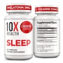 성인 10X 건강 수면 보충제 - 60 캡슐 - Melatonin 3mg, L Theanine, 마그네슘 보충, 딥, 더 나은 휴식을위한 마그네슘 산화물 - 3-in-1 천연 수면 지원