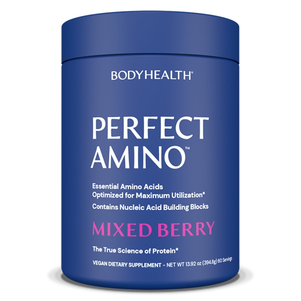 BodyHealth PerfectAmino Powder - 사전 및 포스트 운동을위한 BCAA 및 EAA 분말 - 남성과 여성을위한 아미노산 에너지 음료 Lean 근육과 회복을 지원하는 - 혼합 Berry - 60 서빙