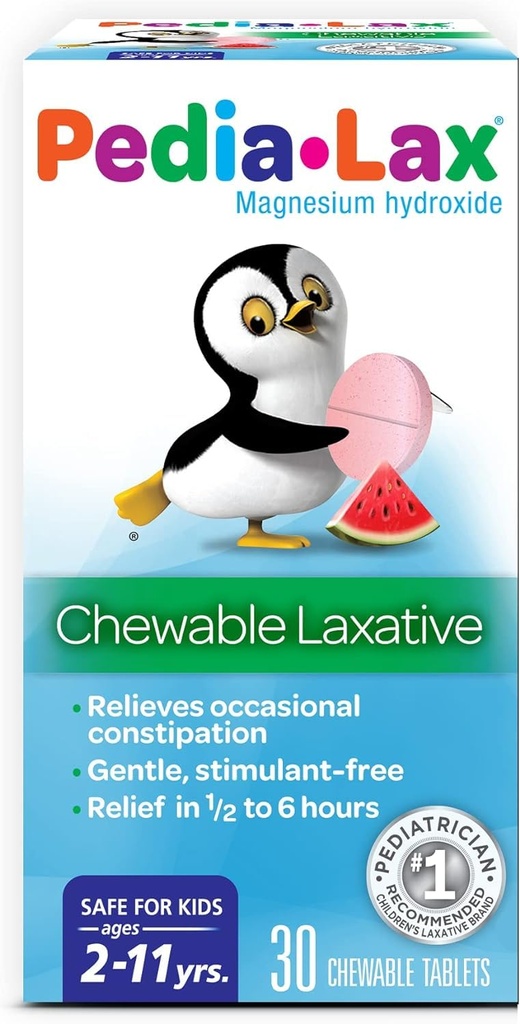 Pedia-Lax Laxative Chewable Tablets for Kids, 나이 2-11, 수박 맛, 30 CT