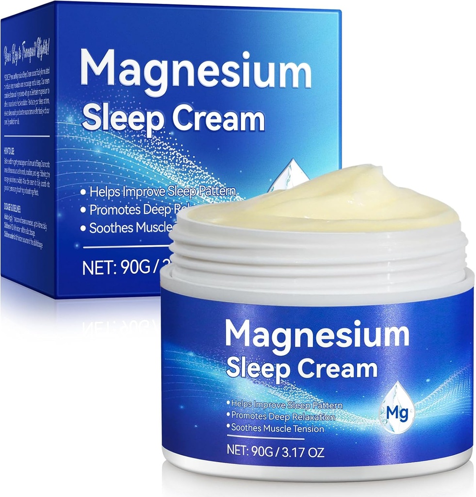 Sleep,Magnesium Body Butter 용 마그네슘 오일 크림 - 수면, 다리 크림, 관절 지원 및 근육 Soreness-Fast 흡수 - 야간 마그네슘 크림 3 fl oz 지원