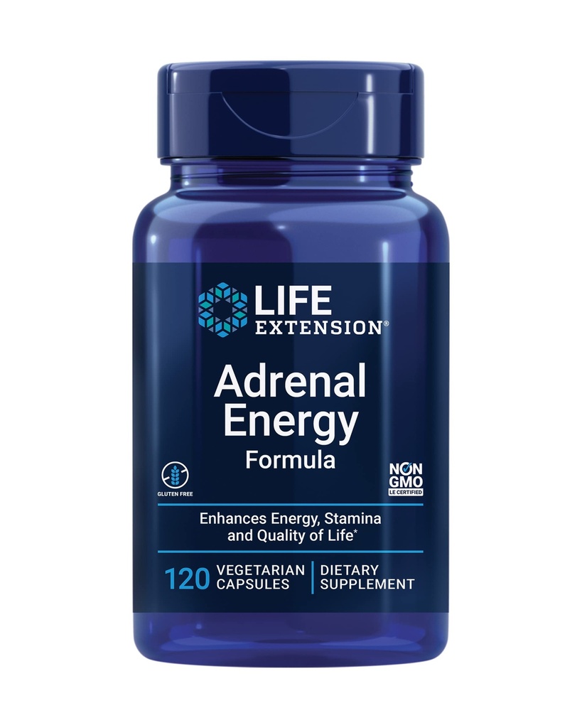 수명 연장 Adrenal 에너지 공식, 도움은 긴장, holy Basil, cordyceps, bacopa 및 ashwagandha, 글루텐 자유로운, 비 GMO, 채식주의자, 120의 캡슐의 효력을 금합니다