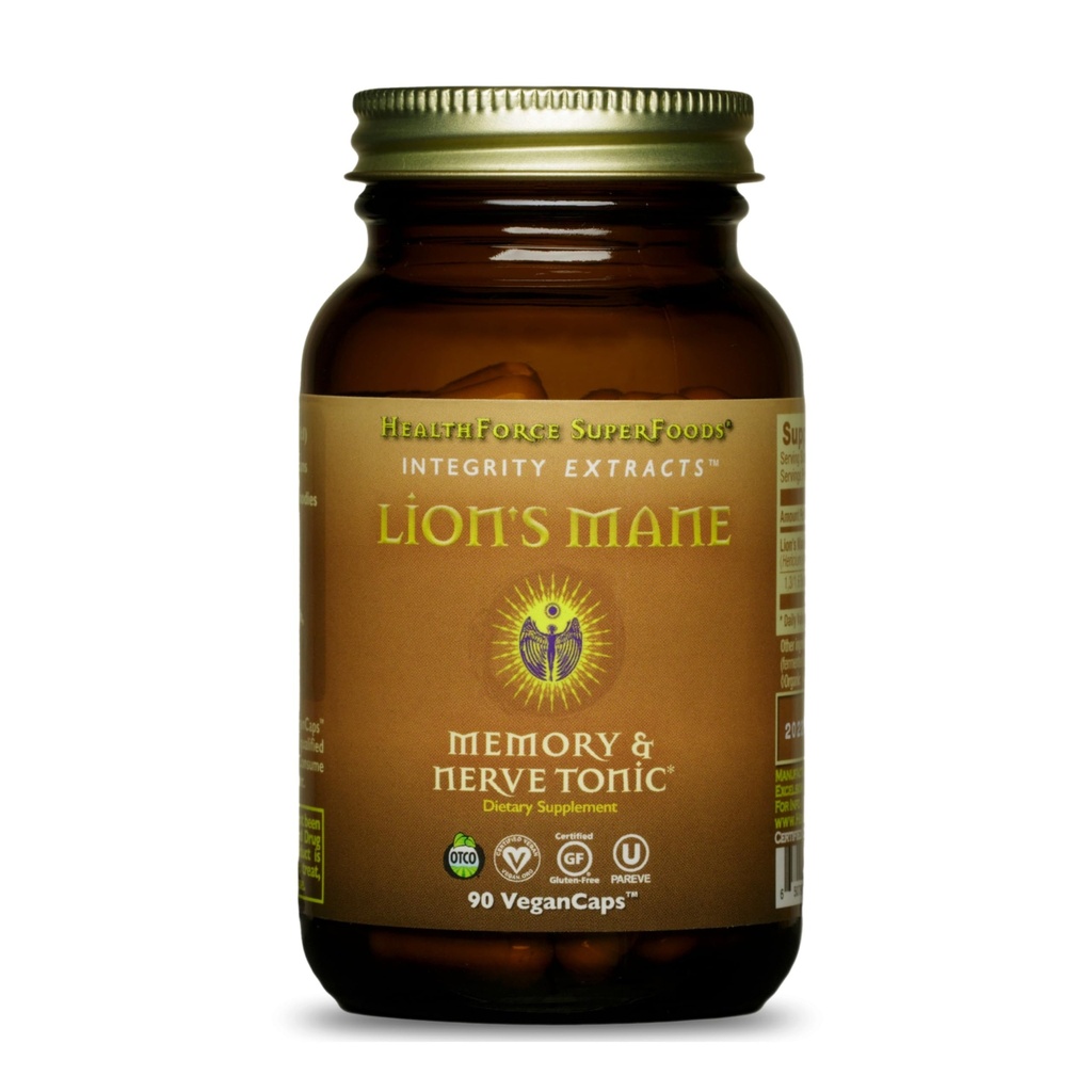 HealthForce SuperFoods Integrity Extracts Lion's Mane - 캡슐 - 90 Vegan 캡슐