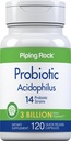 Piping Rock Probiotic Acidophilus 캡슐 여성 및 남성용|100억 라이브 문화|120 알약 | 14 Strains Supplement | Non-GMO, 글루텐 프리