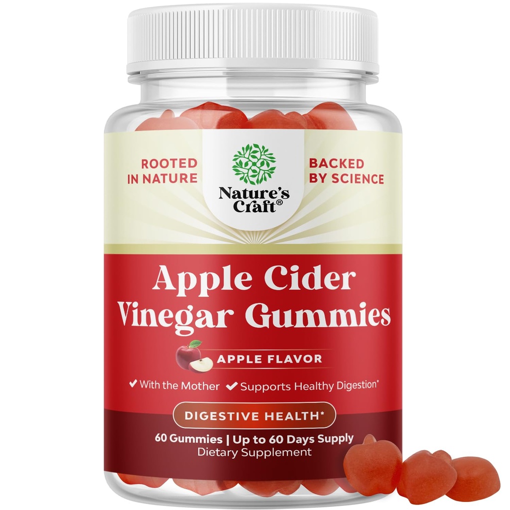 체중 감량을위한 Apple Cider Vinegar Gummies - Gut Health, Bloating & Energy Support 용 Cleanse & Detox Gummies - ACV B12 비타민, B6 및 더 나은 대사를위한 석류 - 60 개