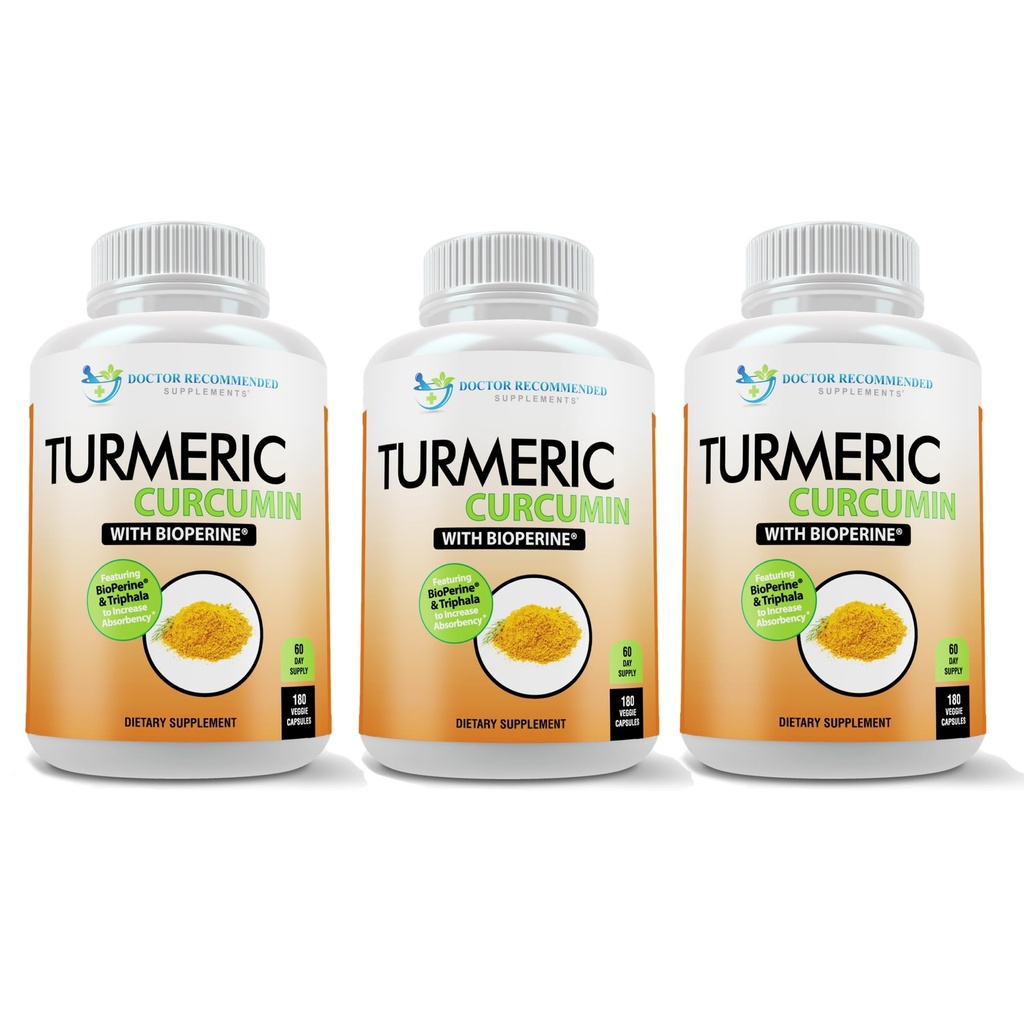 심황 쿠르쿠민 보충교재 - 2250mg/d - Veggie 모자 - 까만 고추 추출물 (생선)를 가진 95% 쿠르쿠민이드 - 750mg 캡슐 - 100% 유기 - 최대 강력한 심황 (포장 3)