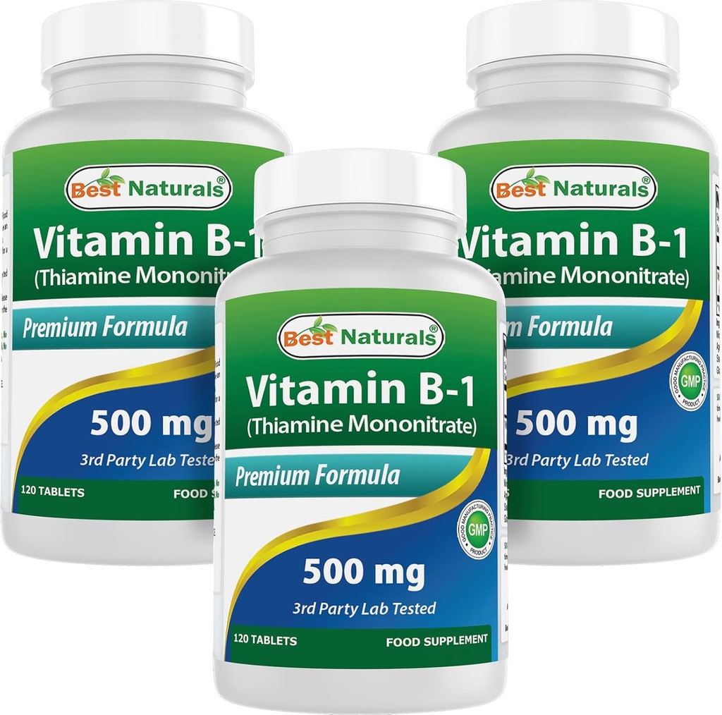 Thiamine Mononitrate 500 mg 120 정제 (120의 조사 3)의 포장)로 제일 자연적인 비타민 B1