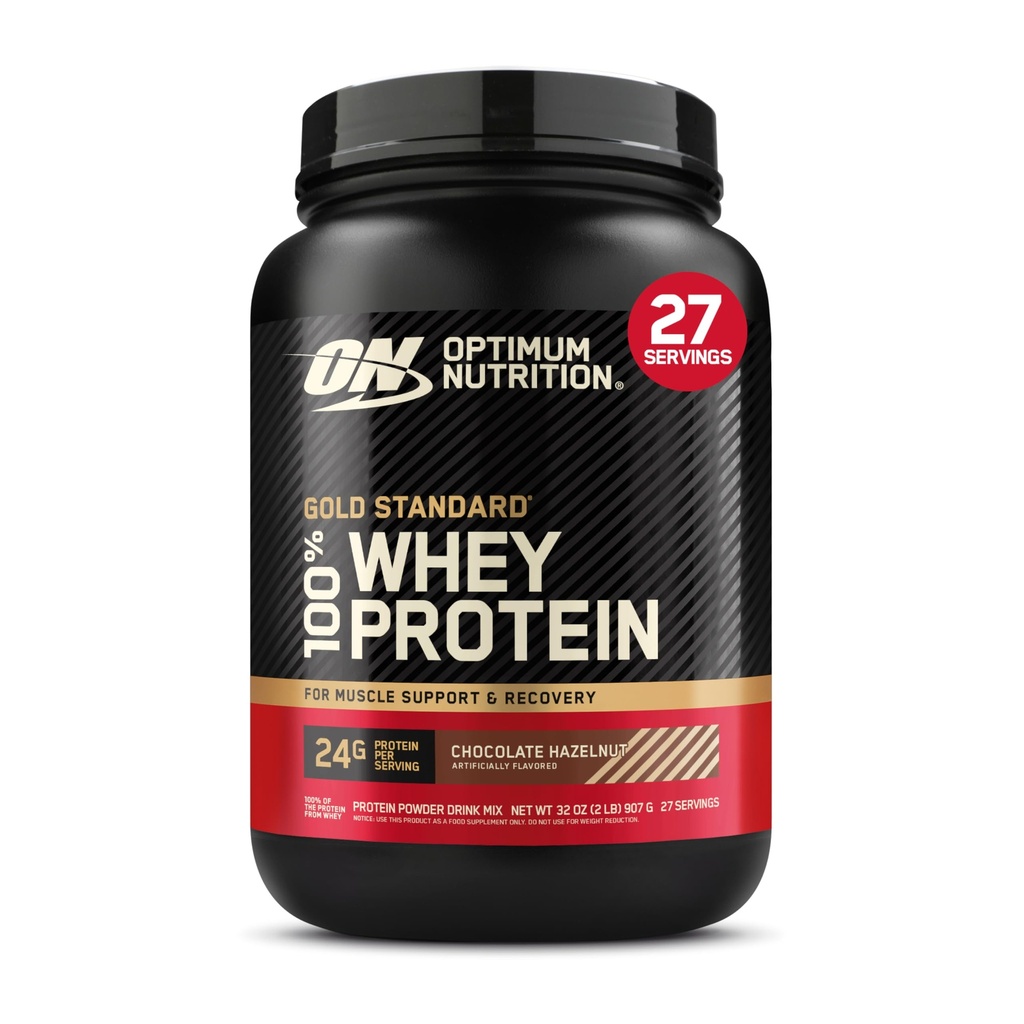 최적 영양 금 기준 100% Whey 단백질 분말, 초콜렛 Hazelnut, 2 파운드 (포장 May Vary)