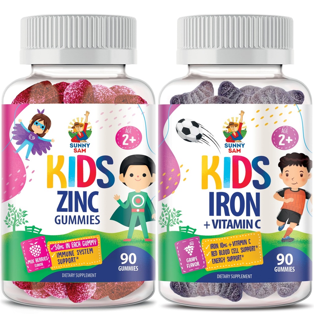 아이를 위한 아이 & 아연 Gummies를 위한 철 Gummies. 비타민 C를 가진 철 비타민. Immune 지원을 위한 아연 Chewable 거미 - 아이들 여성 성인을 위한 강력한 자연적인 산화 방지제 비 GMO 보충교재