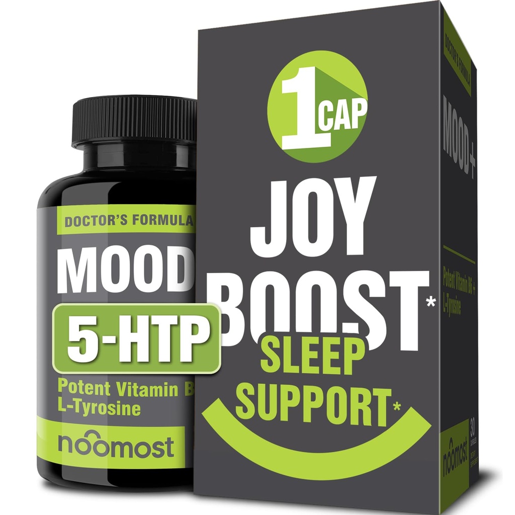 NooMost Mood Boost, Calm Mind & Body, 스트레스 응답, 에너지 보충 - 초본 Adaptogens : Ashwagandha, L Tyrosine, 5 HTP, 열정 꽃, 30 개