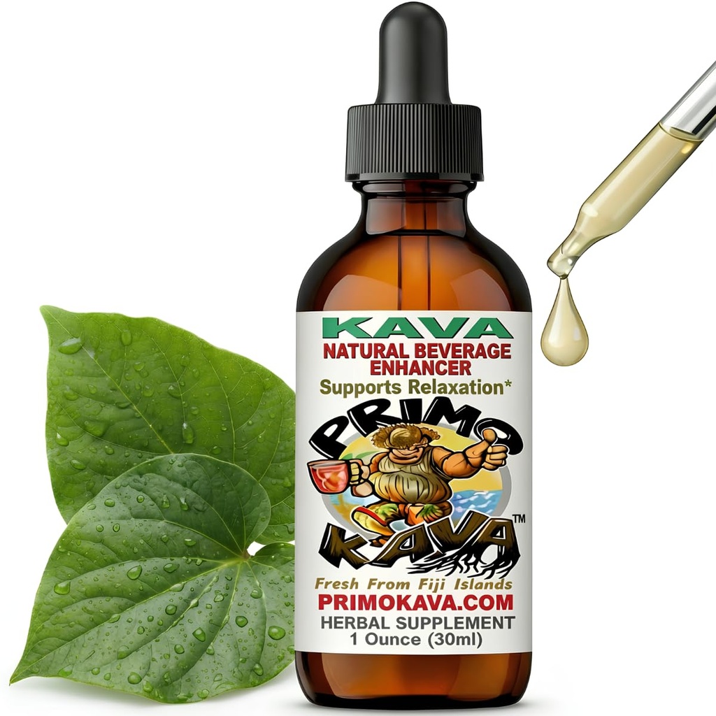 Kava Drop | 수용성 Kava Extract | 농축된 Tincture 음료 증강 인자 | 피지, 40mg Kavalactones의 정품 Kava Kava | 1oz