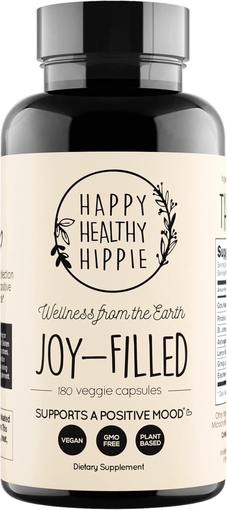 Joy-Filled Mood Support Supplement - 7 허브 컴플렉스 w / St. Johns Wort (180 Ct) | Rhodiola Rosea, Eleuthero, Ashwagandha | 스트레스 완화 – 도움 Calm The Mind & Body | 100 % Plant-Based Happy Pills