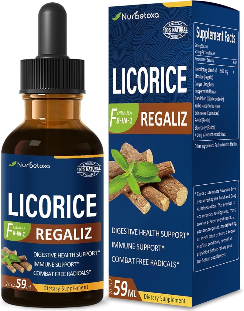 Digestive 건강, 자연적인 초본 bloating 기복 및 면역 지원 Dandelion, Peppermint, Ginger를 가진 액체 Tincture 보충교재를 위한 Licorice 뿌리 추출물 하락. 2oz