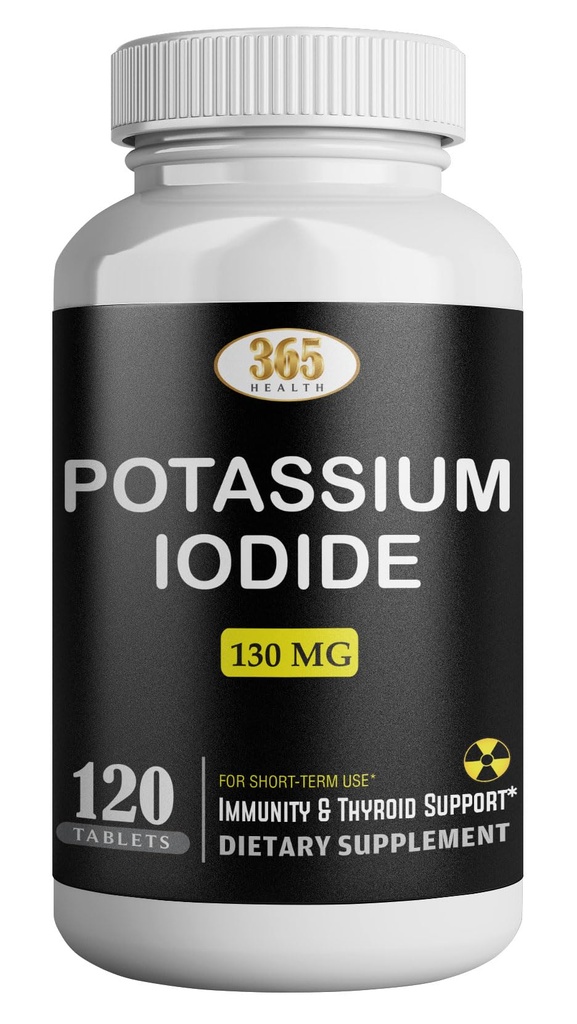칼륨 Iodide130 mg - KI 정제 - 칼륨130 mg - 미국 Made Potassium Iodine 알약 YODO Naciente, Yoduro de potasio - 120 정제