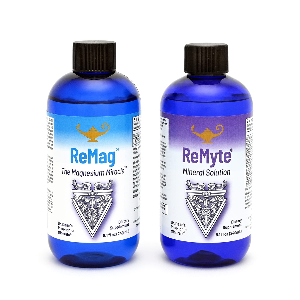RnA ReSet ReMag & ReMyte - 액체 마그네슘 및 멀티 마이너럴 보충 번들, 8.1 Fl Oz 각 (2 팩)