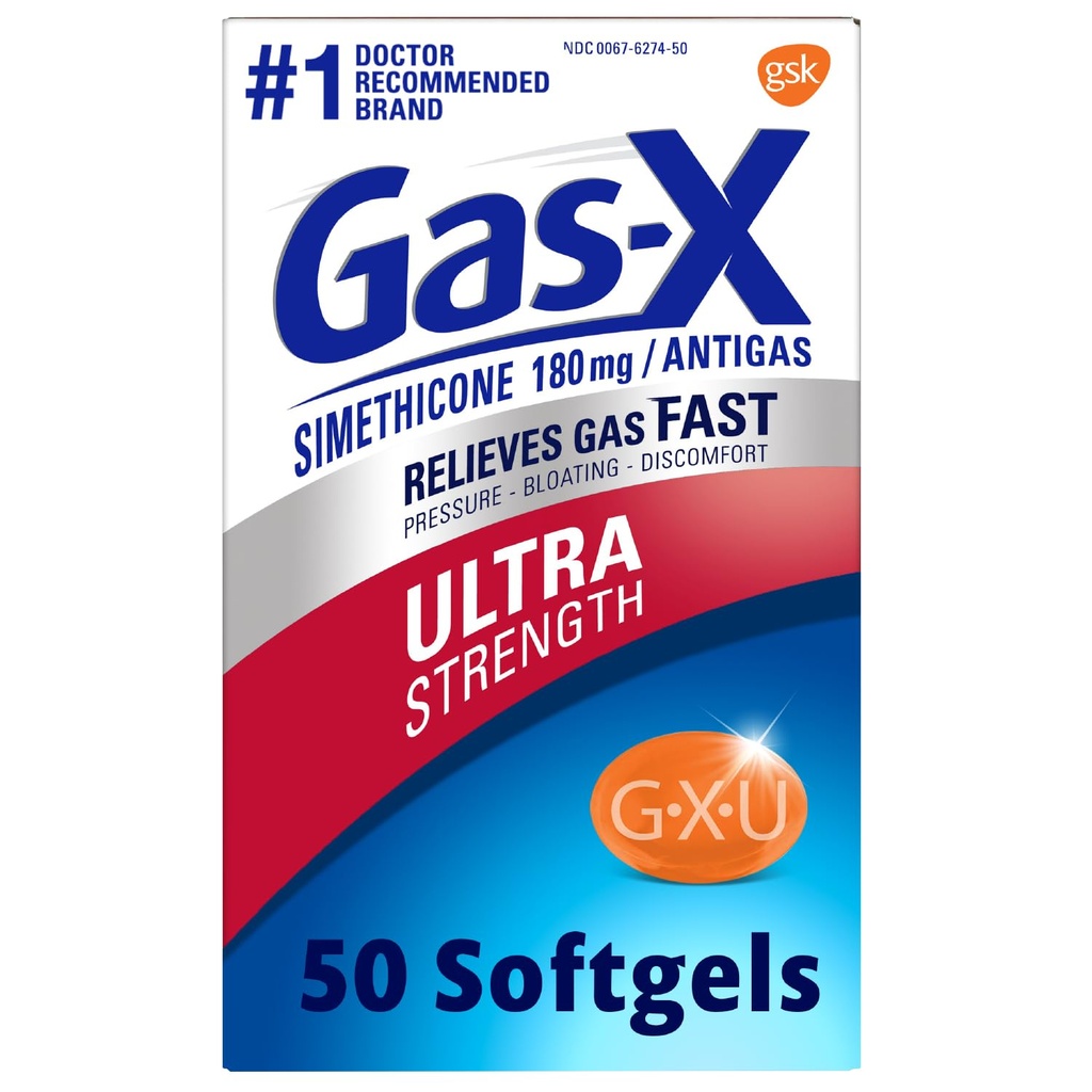 가스-X 매우 힘 가스 기복 Softgels Simethicone를 가진 180 mg 완화 기복 - 50 조사