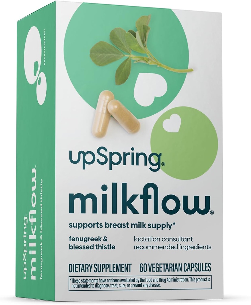 우유 공급 증가, Fenugreek & Blessed Thistle, Non-GMO, Lactation 지원 60 Vegan 캡슐을 가진 Breastfeeding 보충교재를 위한 UpSpring Milkflow Lactation 보충교재