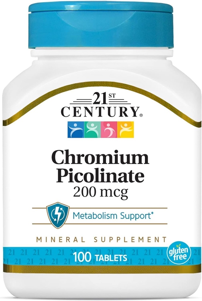 21 세기 크롬 Picolinate 200 mcg 100 탭