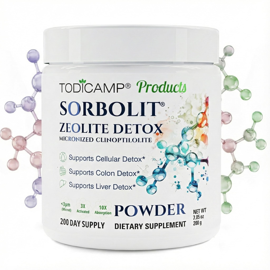 Sorbolit Zeolite Detox - 7.05 온스 비 석 분말 보충 - Gut Cleanse, Cellular Liver Detox   200 일 공급