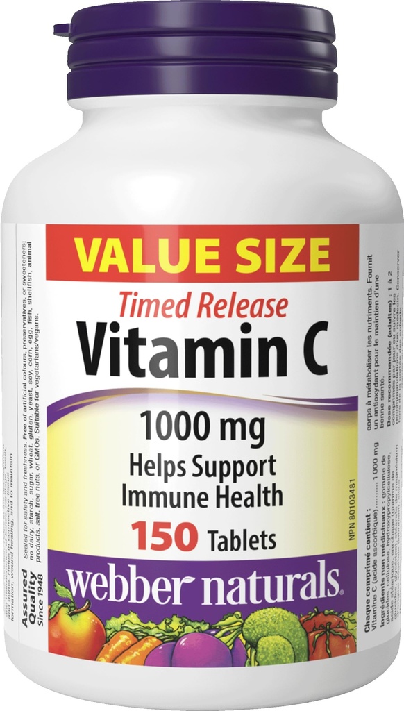 Webber Naturals 비타민 C 타임 릴리즈 1000mg, 150 탭