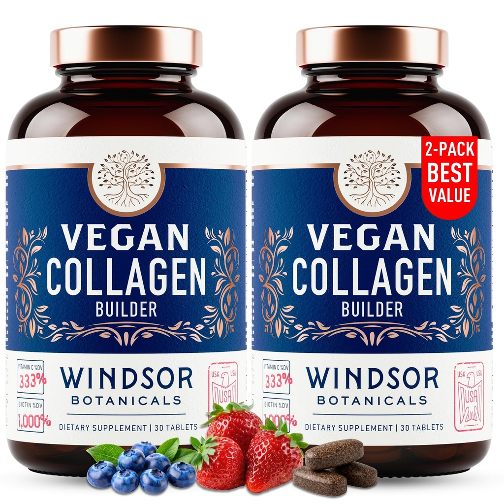 여성과 남성을위한 Vegan Collagen - 유기 Superfood, Amino Acids Glycine, Lysine, 건강한 피부를위한 Proline, 헤어, 손톱 - 식물 기반 Collagen 부스터 보충제 - 60 Gluten-Free 채식 환약