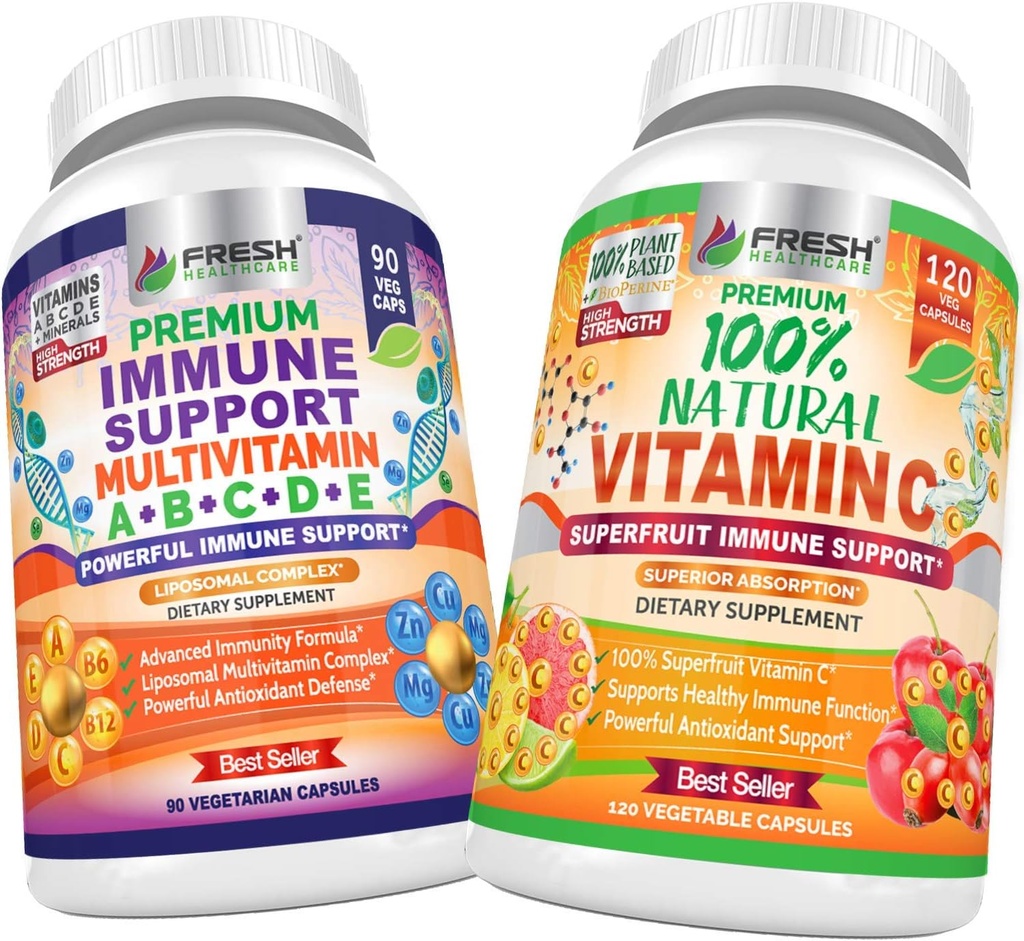 FRESH 건강 관리 면역 Multivitamin 및 천연 비타민 C - 번들