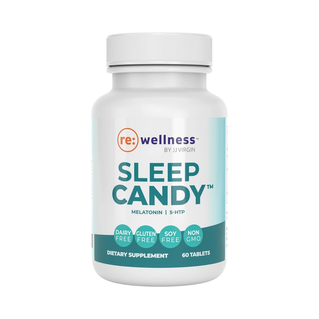 Reignite Wellness by JJ Virgin | Sleep Candy | 성인용 5HTP 보충, 비타민 B6, 멜라토닌 & L-아닌 | 레몬 맛 | 60 정제