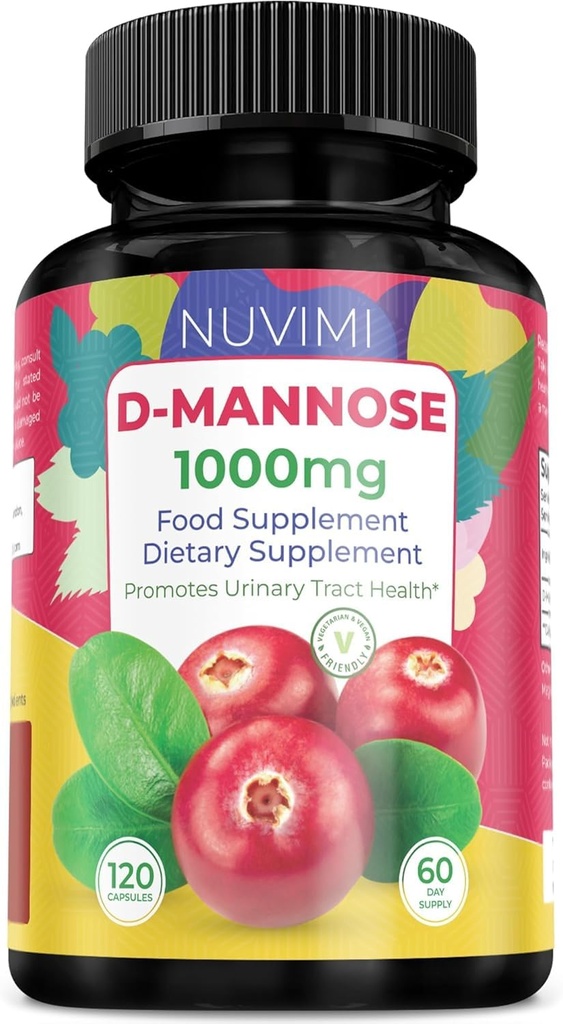 D Mannose 120 캡슐 - 복용량 당 1000 mg - 식이 보충은 유린 태아 건강 촉진 - 자연 Vegan UTI 방어