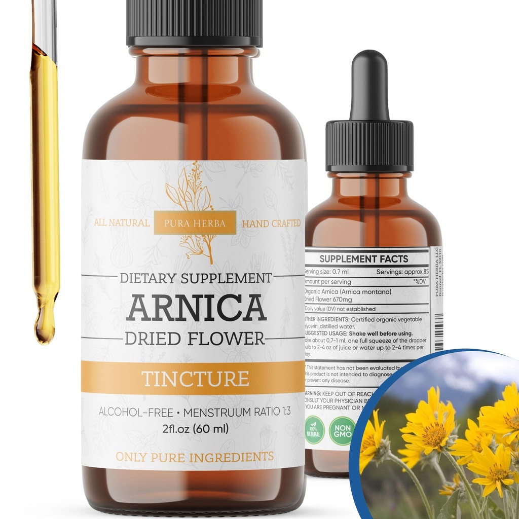 Arnica 액체 추출물 - 알코올 - 무료, Vegan, 지원 근육 회복 & 합동 안락, 미국에서 만든 빠른 흡수 Tincture – 2 Fl Oz