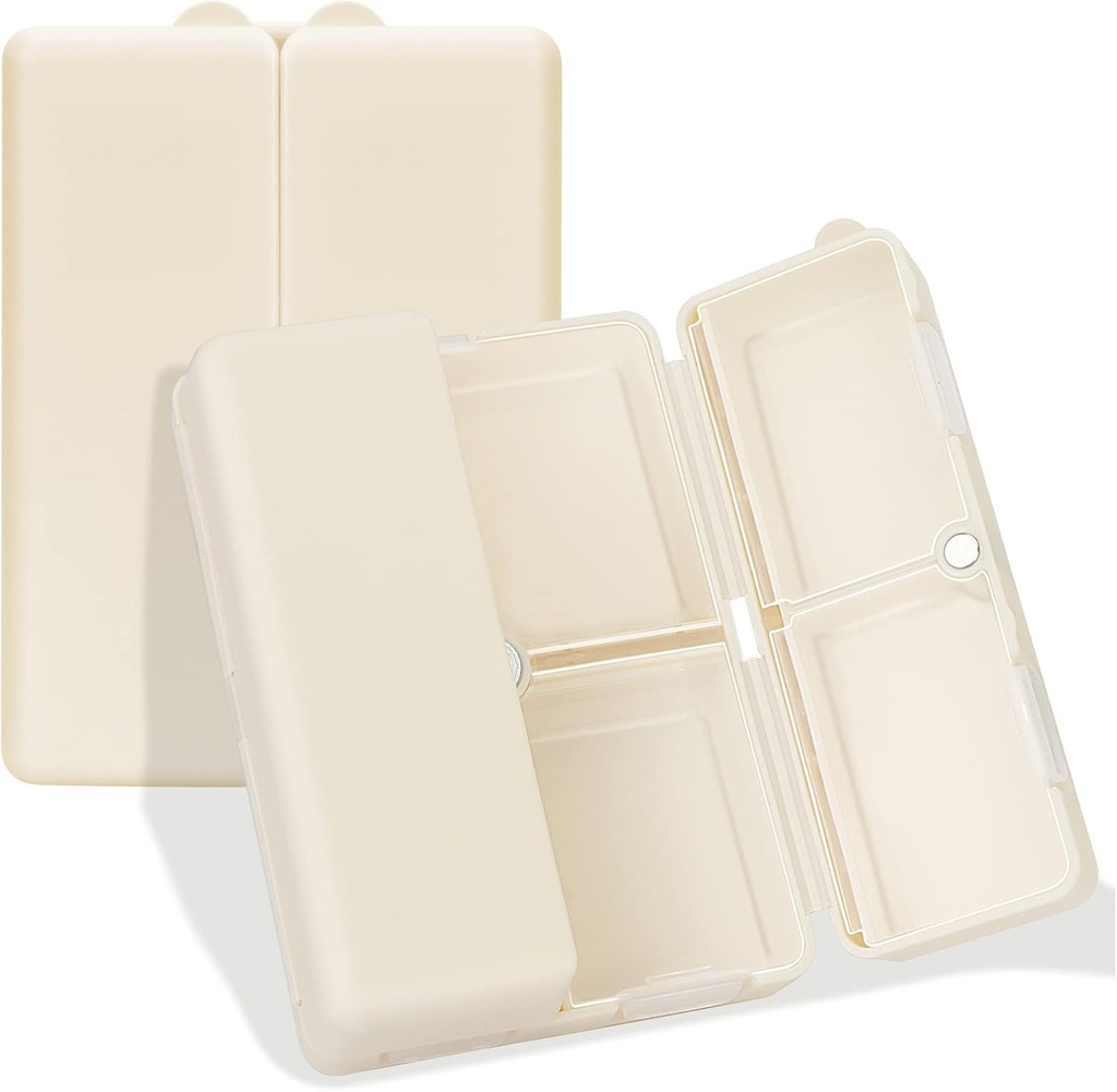 FYY Daily Pill 주최자,7 Compartments 휴대용 케이스 [Folding Design] 비타민, 보조 생강 오일, 보충제 및 약물 - 화이트를 보유하는 지갑 포켓을위한 여행 알약 상자