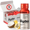 Ryde : Energize Shot | 열대 맛 | 녹차 카페인, 타우린, 인삼 추출물 & B 비타민 | 0 칼로리, 0 설탕 | 2 FL OZ 샷 | 부스트 에너지 * (8 팩)