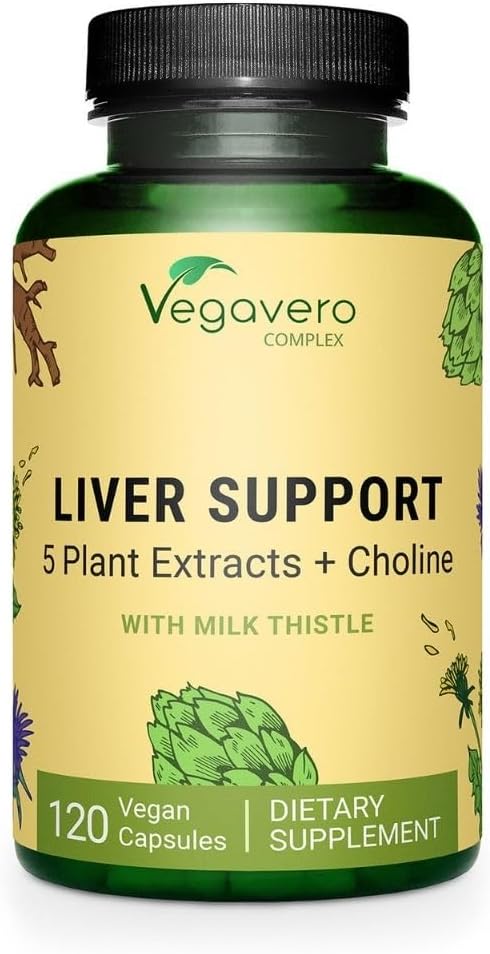 Vegavero Liver Support | 밀크 이틀 보충 9000mg | 120 캡슐 | Dandelion, Artichoke, Choline, Beetroot | Liver Cleanse Detox & Repair | 80 % Silymarin | NO 첨가제 및 비건