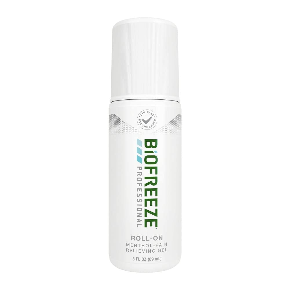 Biofreeze 전문 통증 완화 롤, 무릎 및 허리 통증 완화, 관절염 통증 완화, 목 통증 완화, 관절 통증 완화, 롤 온 멘톨 젤 3 Fl Oz 냉각