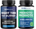 MAV NUTRITION 나이트 타임 지방 버너 캡슐 및 프로 바이오 틱 & 프리 바이오 틱 캡슐 | Stomach Fat Burning Gut Health Support를 위한 하룻밤 메타 볼리스터 | 종합 다이제스트 웰니스