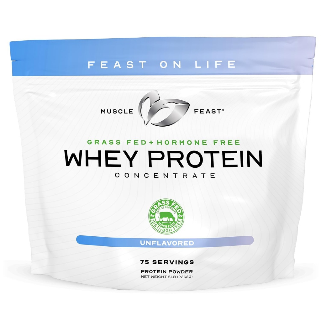근육 Feast Grass-Fed Whey Protein Concentrate Powder, 모든 자연, 호르몬 무료 Pasture는 여성 및 남성, 클렌징, 비 GMO 및 글루텐 무료 Whey Concentrate, 5lb에 대한 Whey Protein Powder를 제기했습니다.