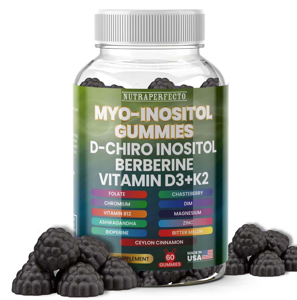 설탕 여자를 위한 자유로운 Myo-Inositol & D-Chiro Inositol Gummies, Berberine 비타민 D3 K2 DIM 마그네슘 글리세라이드 산화물 L-Methylfolate 보충교재, 불연성, 호르몬 균형, PMS, Ovarian 건강