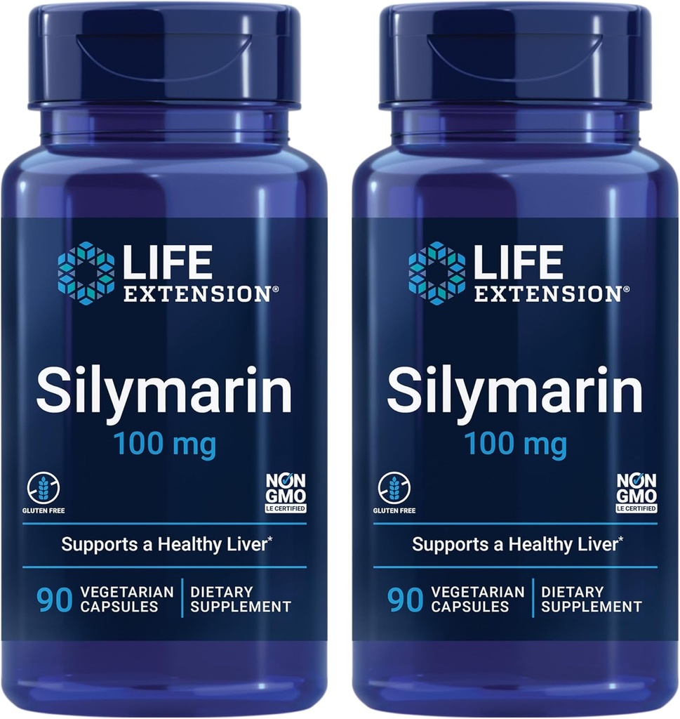 Life Extension Silymarin - 우유 이틀 추출물 - Liver Health 지원 - 글루텐 프리, 비 GMO, 채식 - 두 팩 - 2 x 90 캡슐