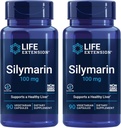 Life Extension Silymarin - 우유 이틀 추출물 - Liver Health 지원 - 글루텐 프리, 비 GMO, 채식 - 두 팩 - 2 x 90 캡슐