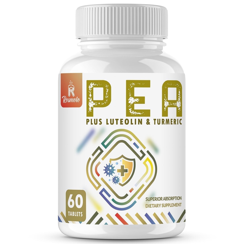 1500 MG Palmitoylethanolamide Luteolin 98 % 및 Turmeric, 높은 흡수, 불편 관리를위한 Micronized Pea 보충 - 미국 - 60 정제