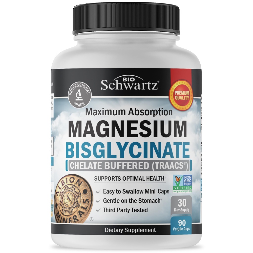 마그네슘 Bisglycinate 100% Chelate No-Laxative 효력 - 최대 흡수 & Bioavailability, 완전하게 반응하고 & 완충기 - 건강한 에너지 근육 뼈 & 합동 지원 - 확인되는 비 GMO 프로젝트 - 90 ct