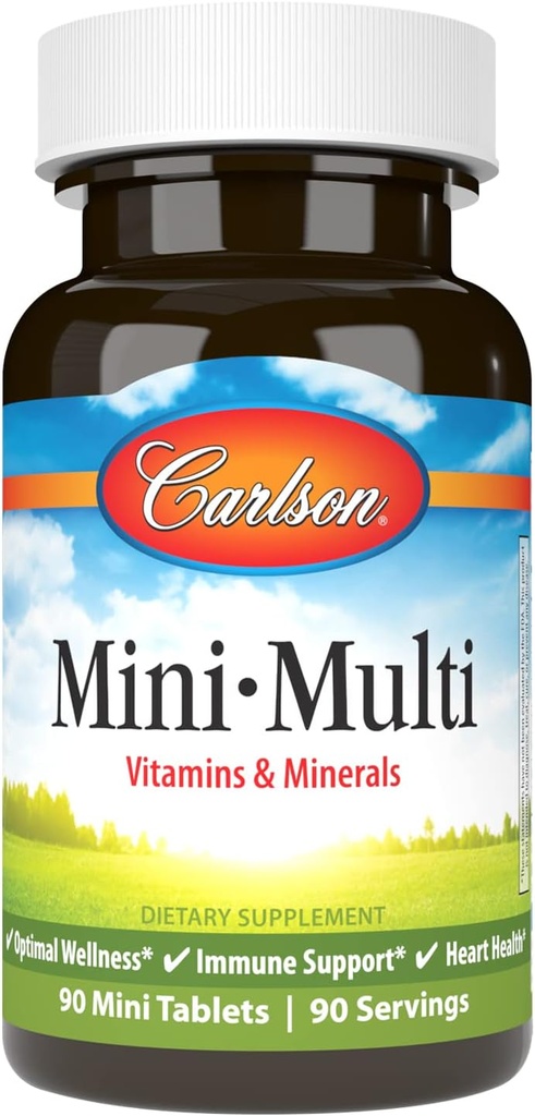 Carlson - Mini-Multi, 비타민 및 미네랄, 면역 지원 및 심장 건강, 최적의 웰빙, 90 미니 태블릿.