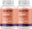 BESTVITE 5-HTP 100mg (240 캡슐) (120 x 2) - Stearates 없음 - 유량 에이전트 없음 - 비 GMO - 글루텐 무료