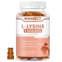 L-Lysine 1000mg Gummies, 성인, 면역 지원, 교원질 형성 지원, 레몬 풍미, 60 조사를 위한 Chewable Lysine 보충교재