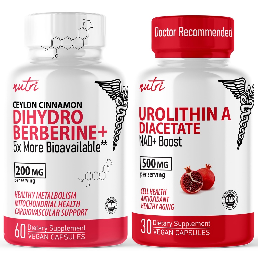 자연의 Fusions Nutri Dihydroberberine (60의 캡슐) & Urolithin Diacetate 500mg 에너지 부스터 보충교재