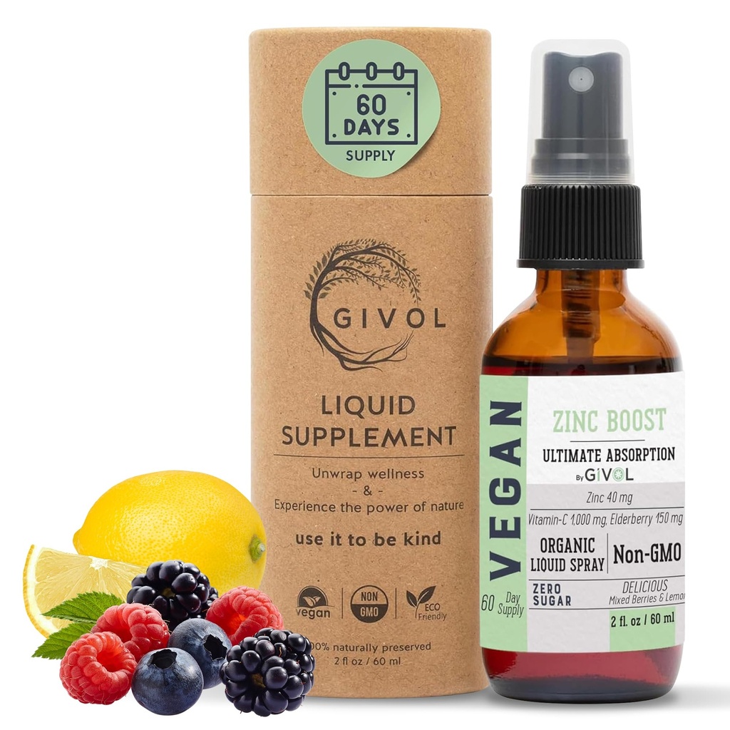 유기 ZINC 부스트 미스트 40 mg (Extra Strength) - Vit C 및 Elderberry Extract로 설탕 무료 - 아이와 성인을위한 Vegan 액체 스프레이 - 쉬운 흡수 - Non-GMO - (60 ml) 60 일 공급