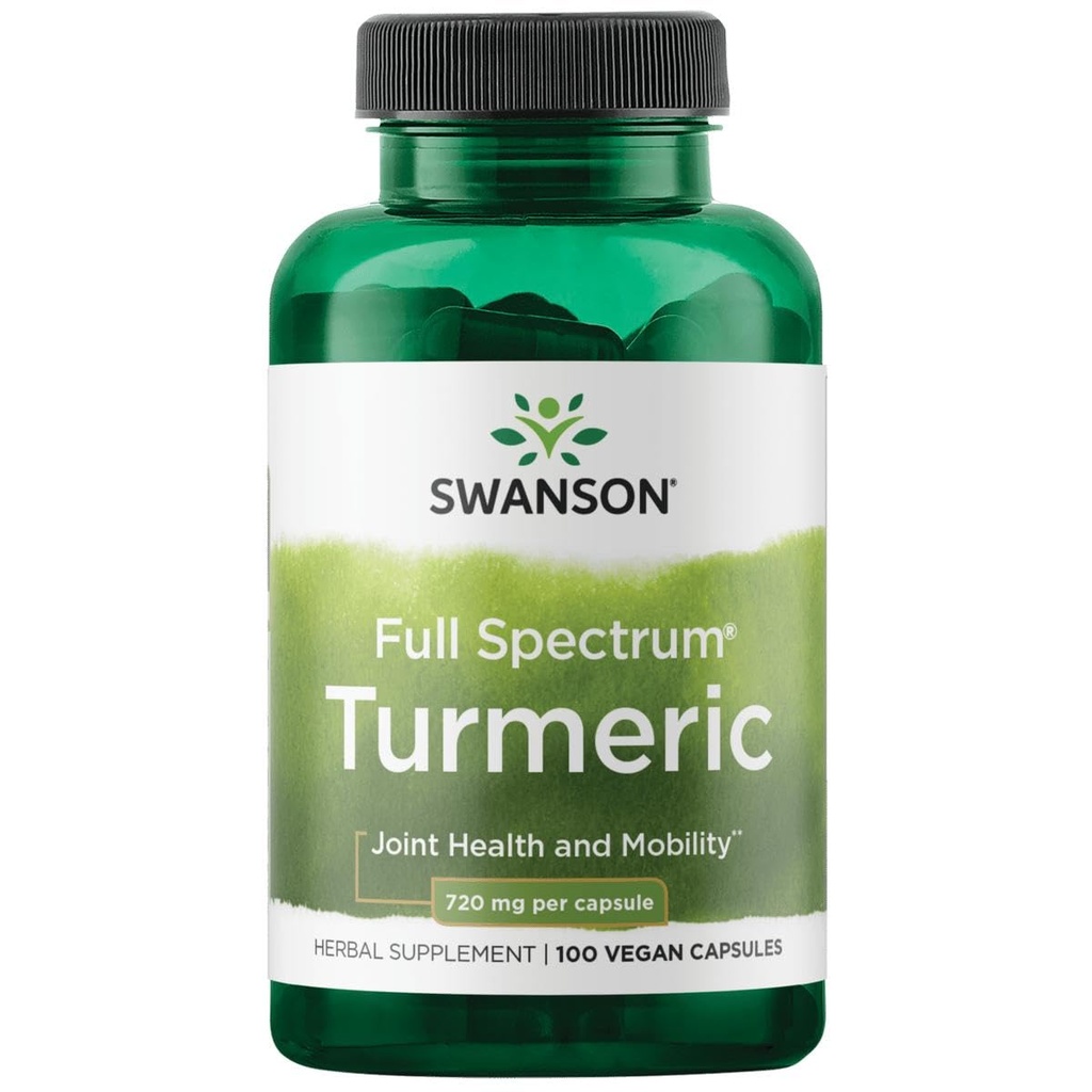 Swanson Full Spectrum Turmeric - 초본 보충 지원 관절 건강 및 기동성 - 자연적인 공식 지원 소화 건강 - (100 캡슐, 각각 720mg)