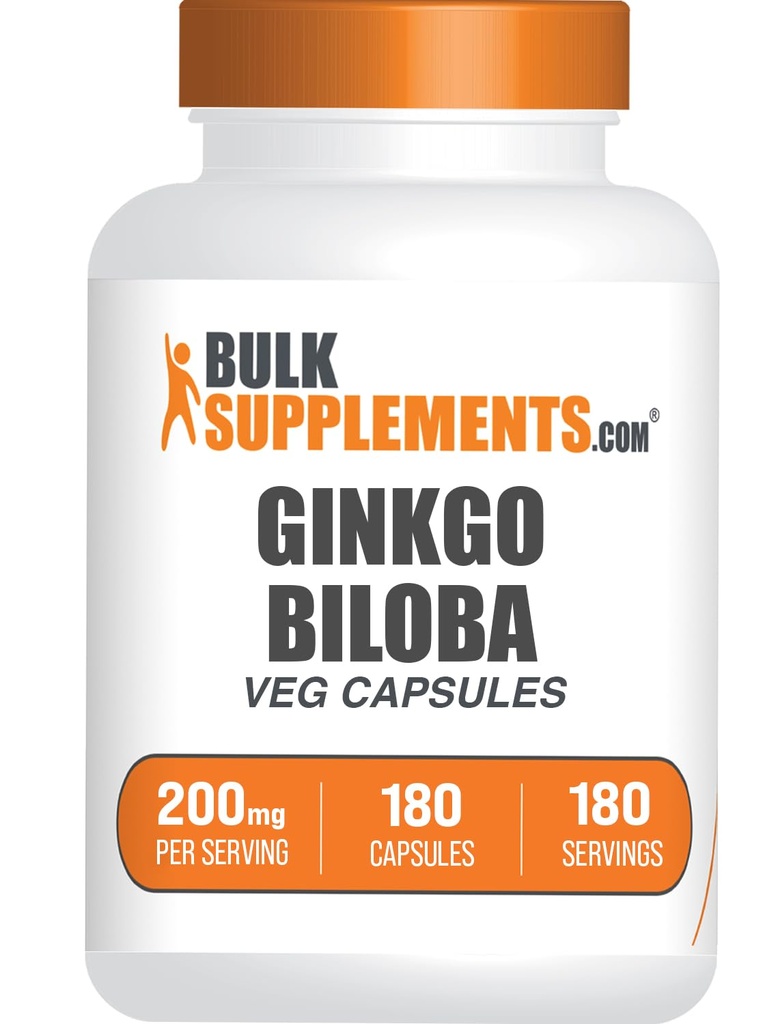 BulkSupplements.comginkgo Biloba 추출물 캡슐 - Ginkgo Biloba는 잎, 초본 보충교재에서 sourced - Vegan, 서빙 당 1 캡슐, 180 조사 (1의 포장)